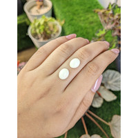 6.72 Ct.Tw.Total Carat Weight Salmon and White Cabochon Coral Pair from Italy Life Style