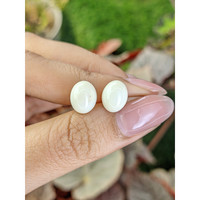 6.72 Ct.Tw.Total Carat Weight Salmon and White Cabochon Coral Pair from Italy Life Style