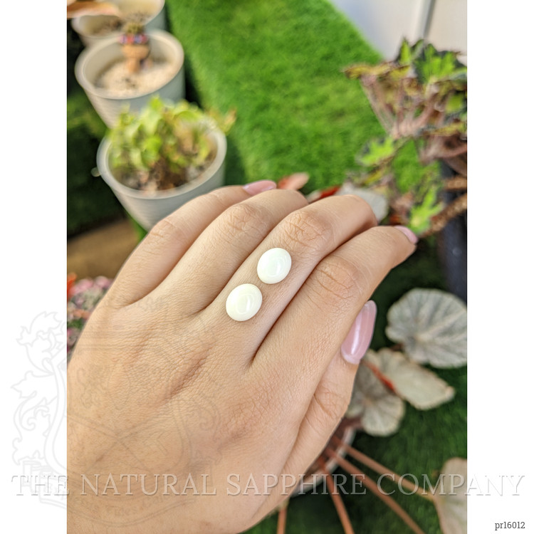 7.54 Ct.Tw. Salmon and White Cabochon Coral Pair from Italy