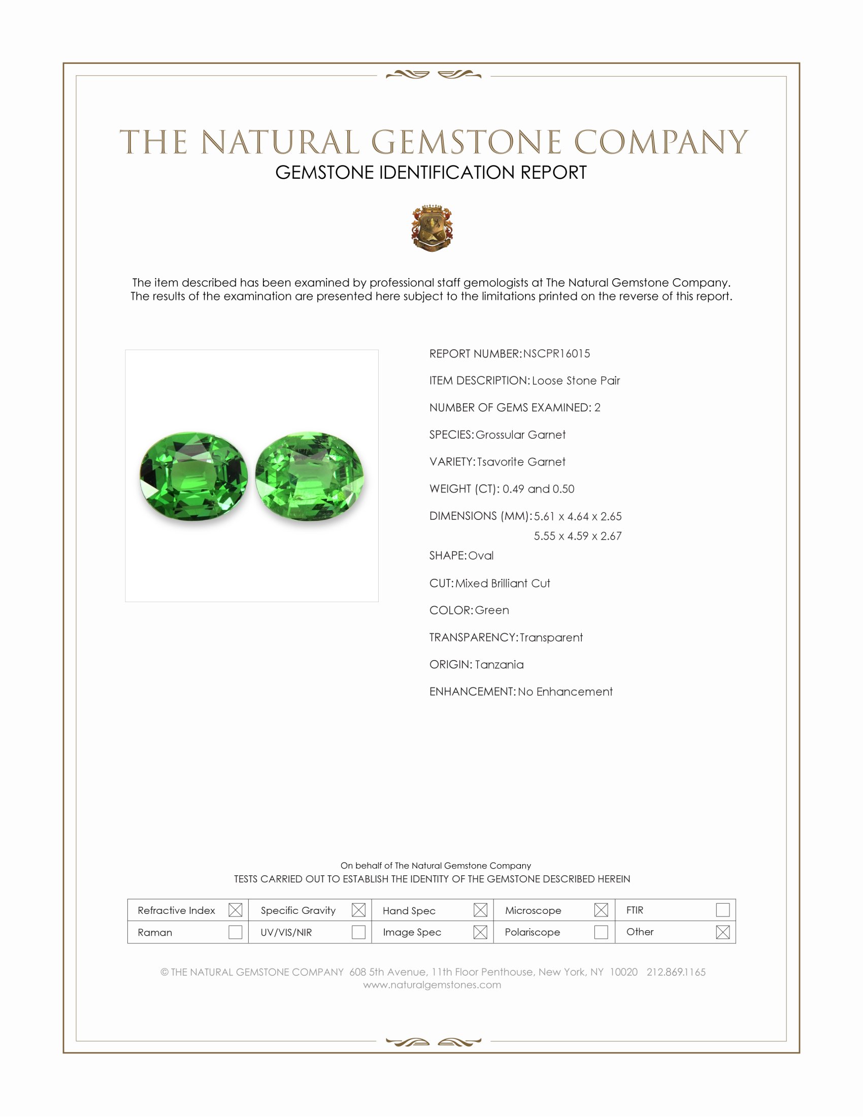 0.99 Ct.Tw. Tsavorite Garnet Pair from Tanzania