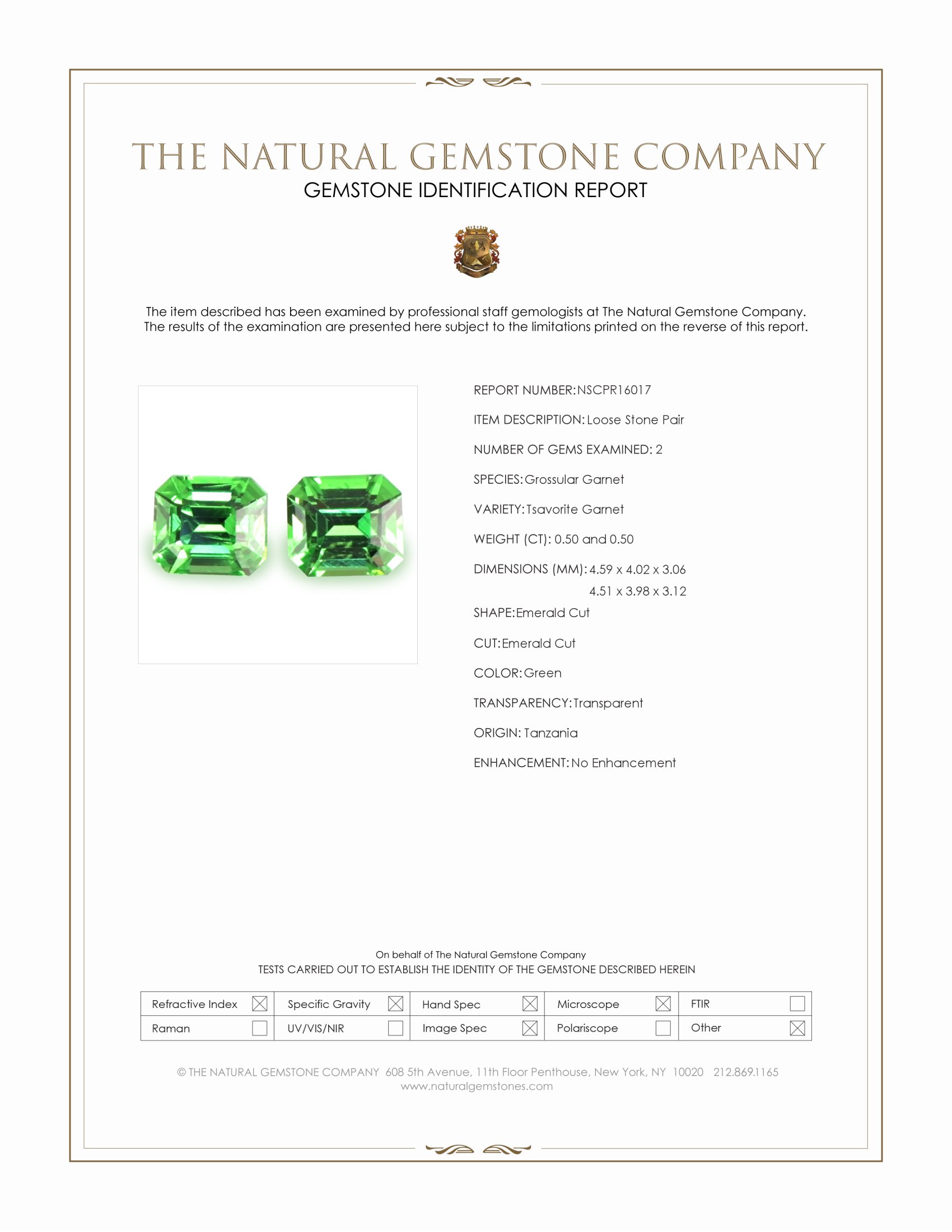 1.00 Ct.Tw. Tsavorite Garnet Pair from Tanzania