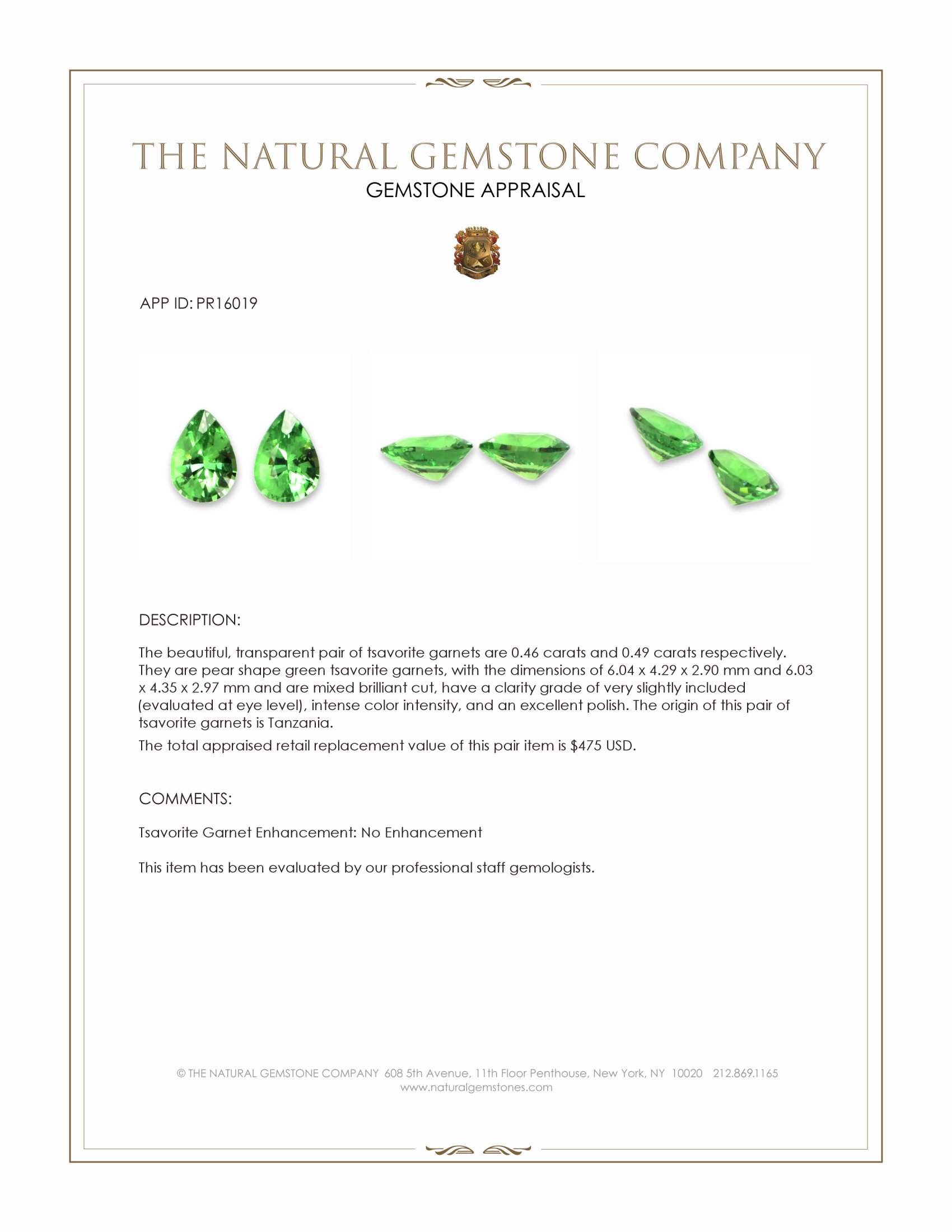 0.95 Ct.Tw. Tsavorite Garnet Pair from Tanzania