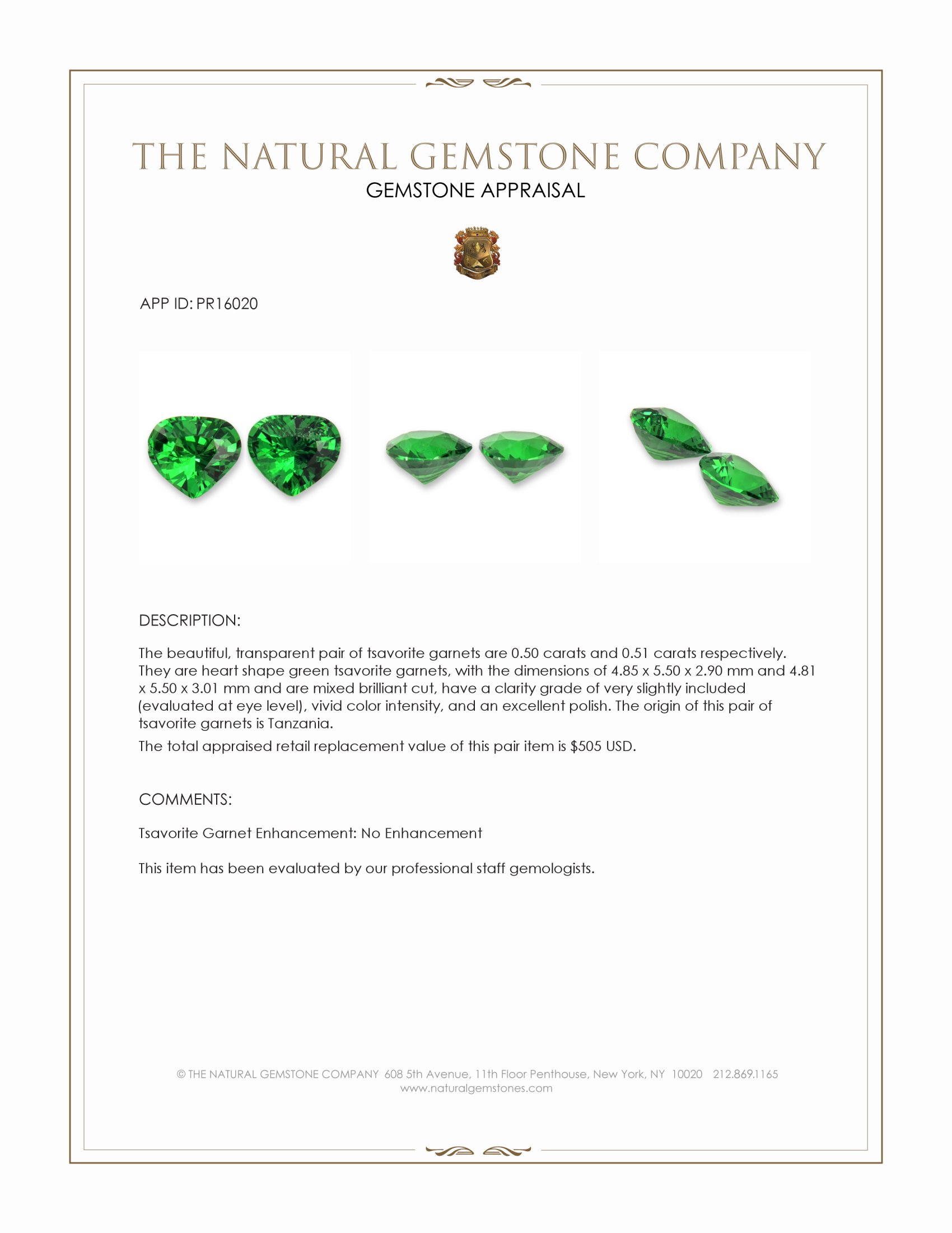 1.01 Ct.Tw. Tsavorite Garnet Pair from Tanzania