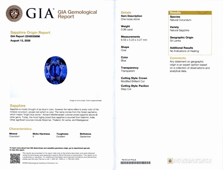 2.02 Ct.Tw. Blue Sapphire Pair from Ceylon (Sri Lanka)