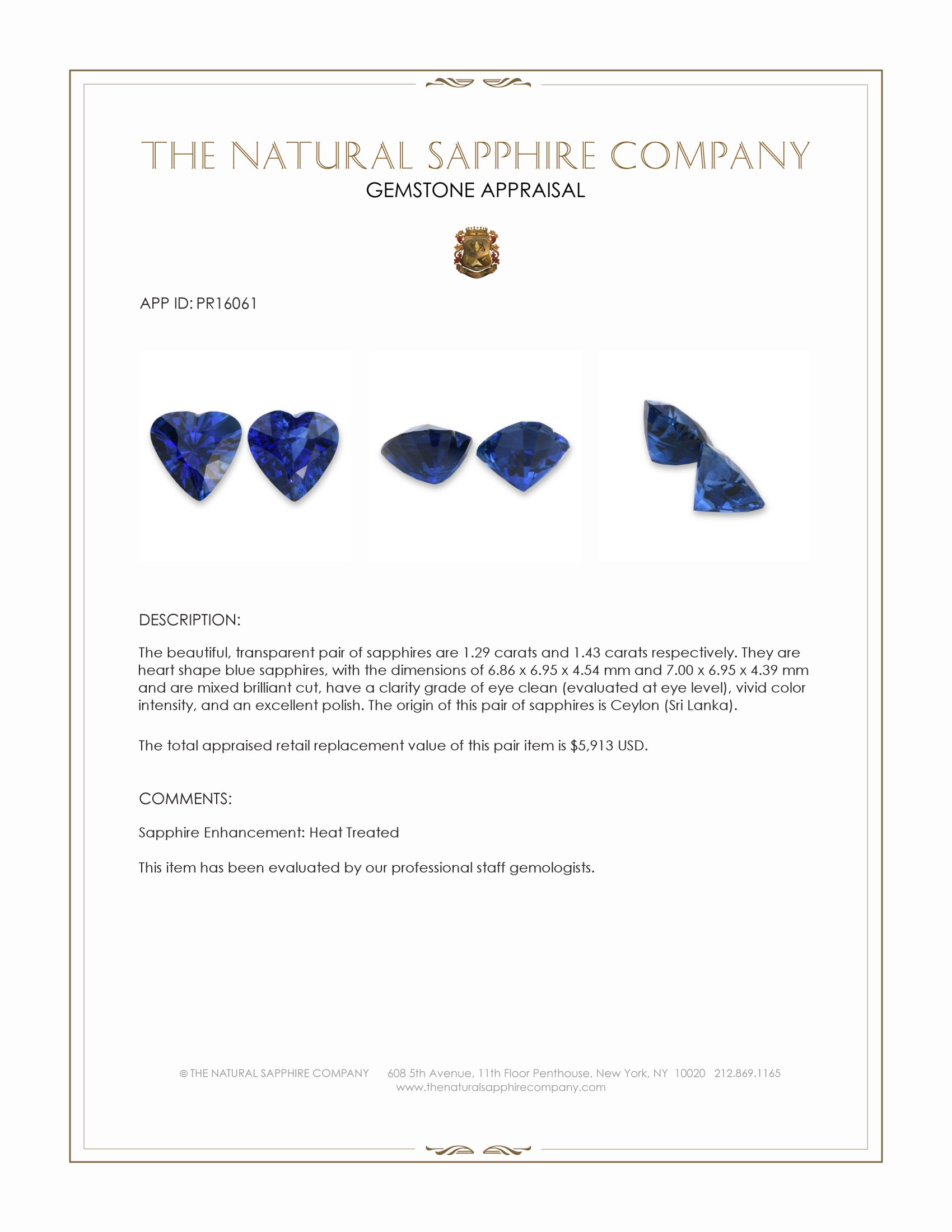 2.72 Ct.Tw. Blue Sapphire Pair from Ceylon (Sri Lanka)