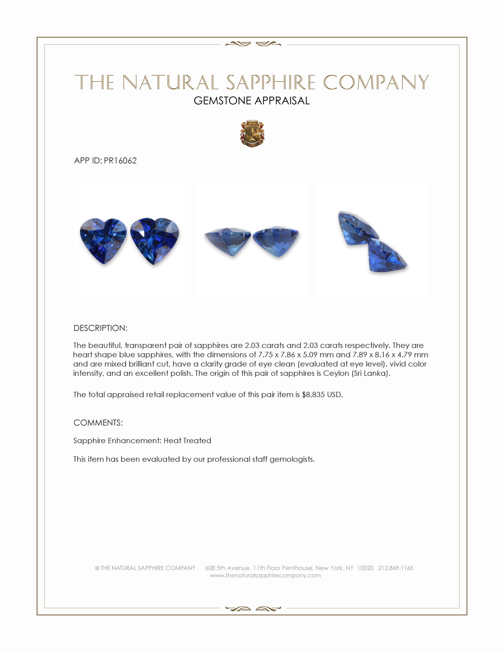 4.06 Ct.Tw. Blue Sapphire Pair from Ceylon (Sri Lanka)