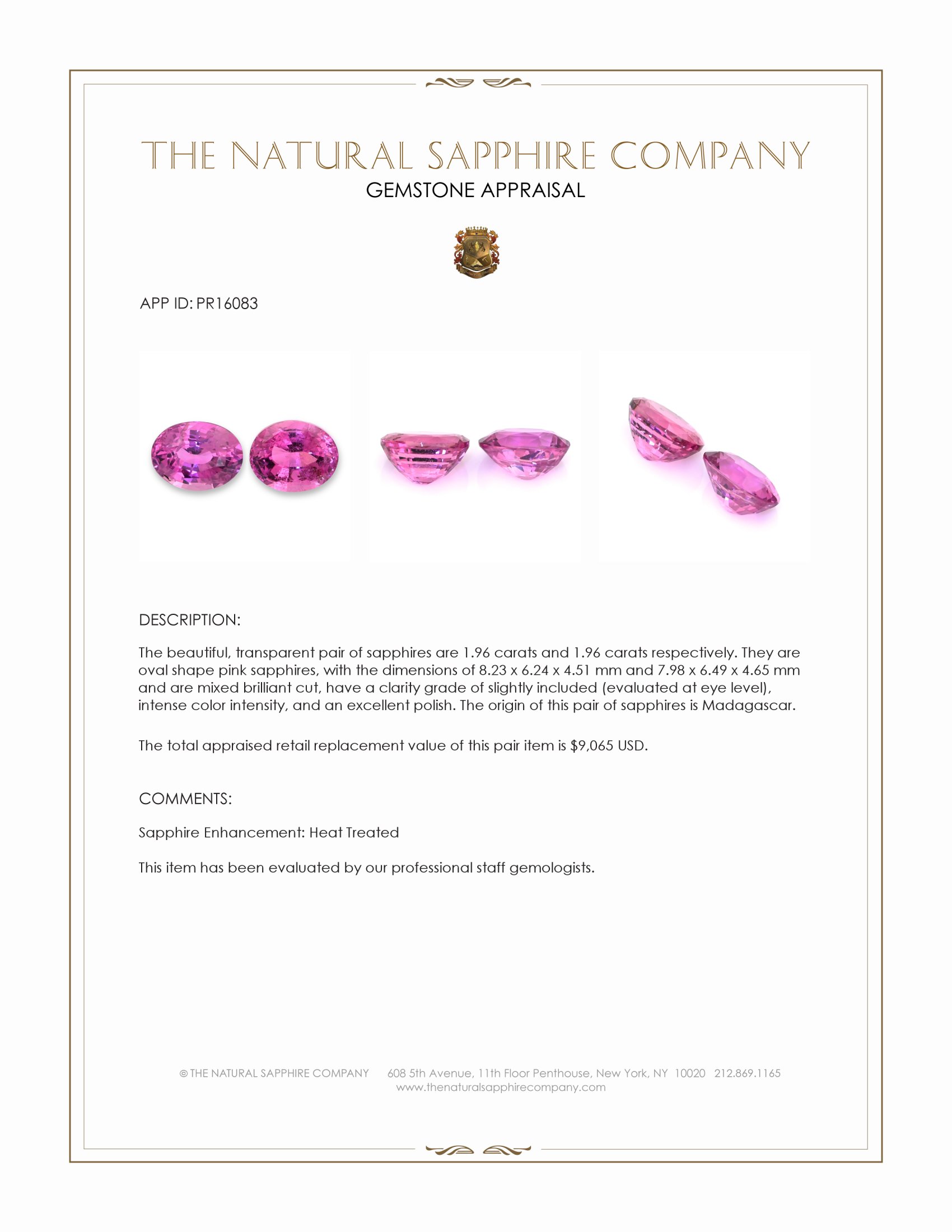 3.92 Ct.Tw. Pink Sapphire Pair from Madagascar