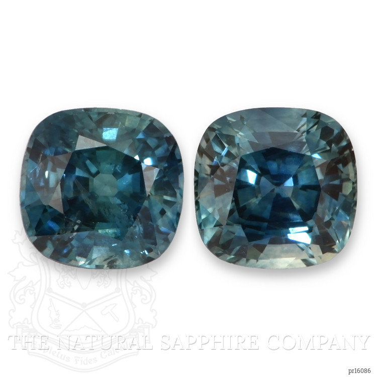 2.07 Ct.Tw. Greenish Blue Sapphire Pair from Montana