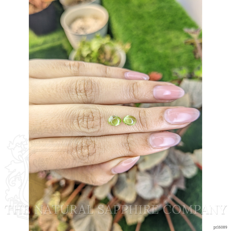 1.64 Ct.Tw. Green (Lime Green) Cabochon Peridot Pair from Ceylon (Sri Lanka)