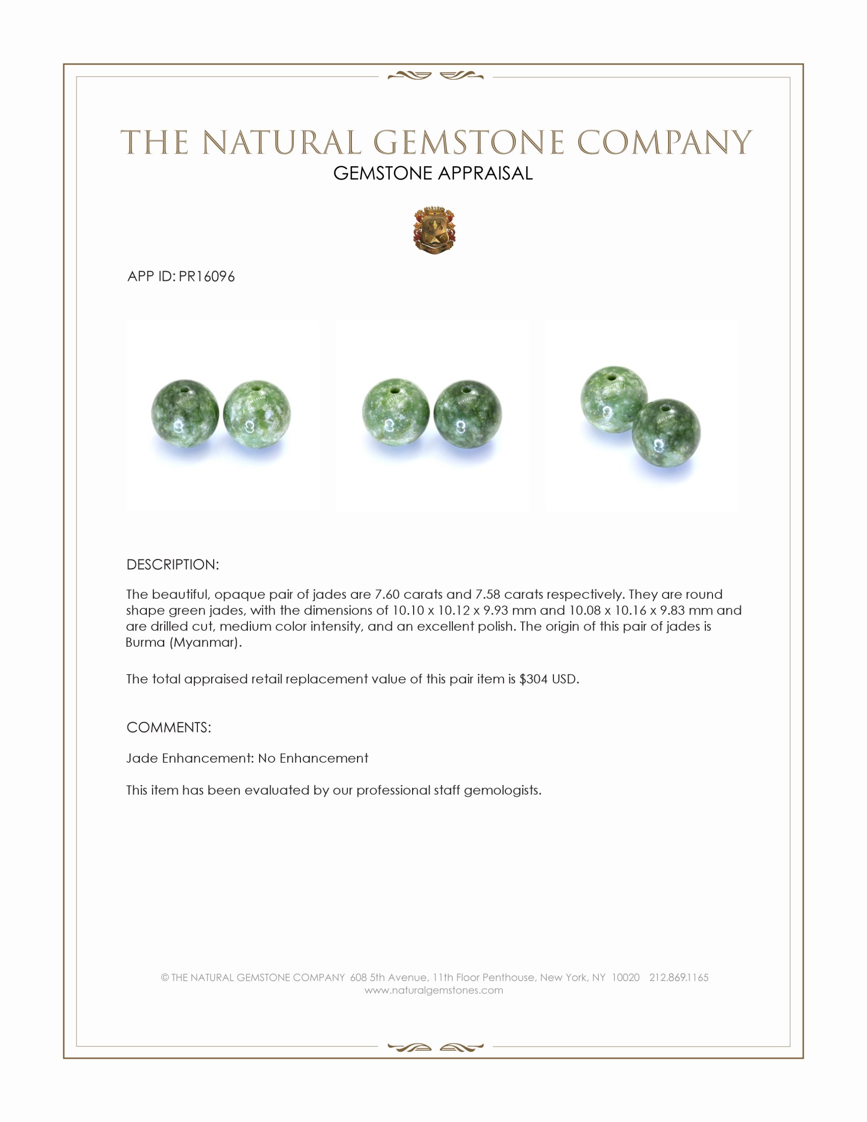 15.18 Ct.Tw. Green Jade Pair from Burma (Myanmar)