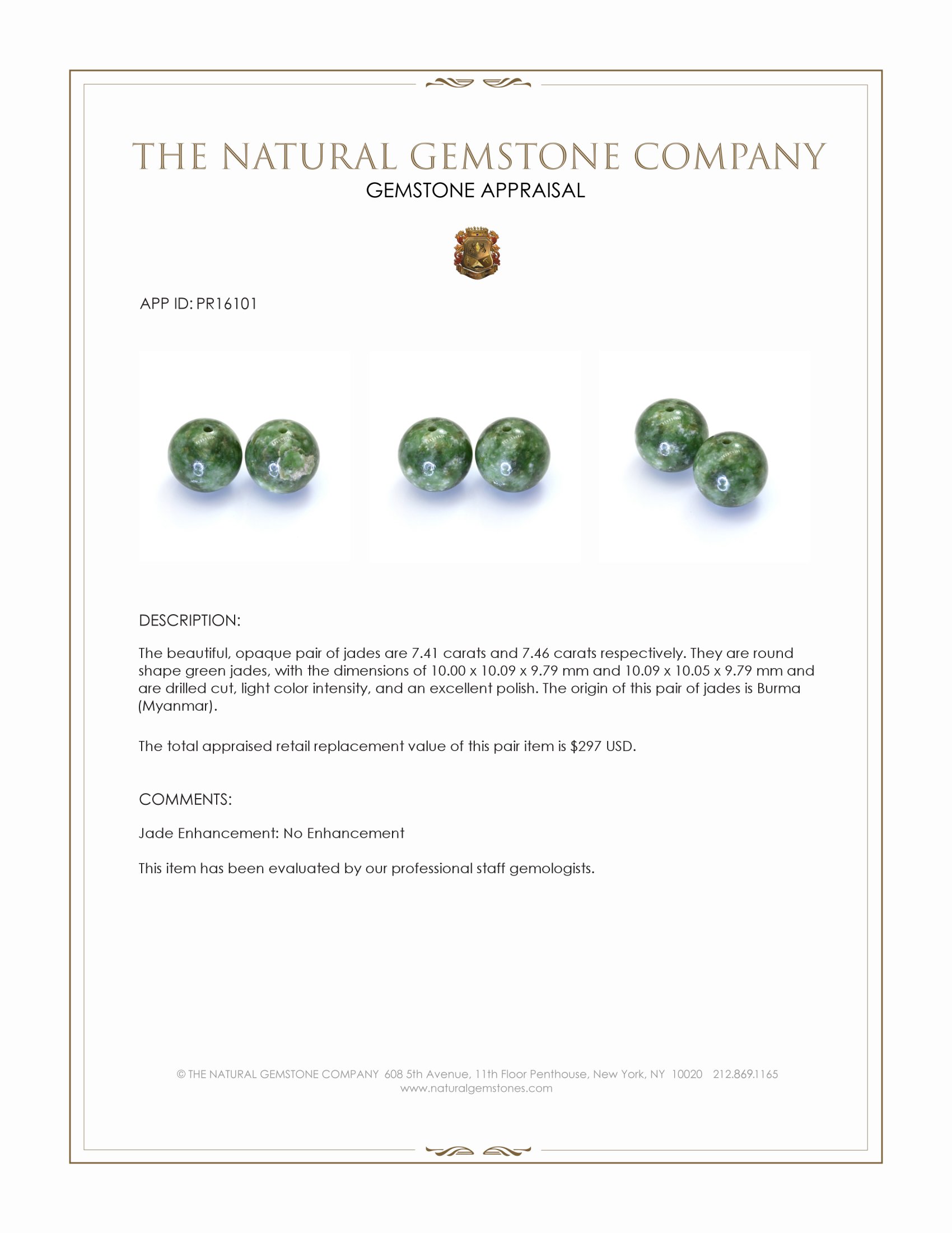 14.87 Ct.Tw. Green Jade Pair from Burma (Myanmar)