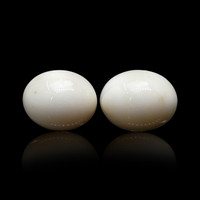 6.81 Ct.Tw.Total Carat Weight Salmon and White Cabochon Coral Pair from Italy Image