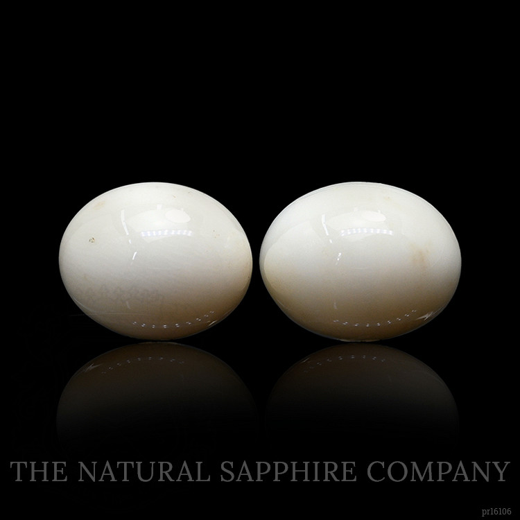 6.81 Ct.Tw. Salmon and White Cabochon Coral Pair from Italy