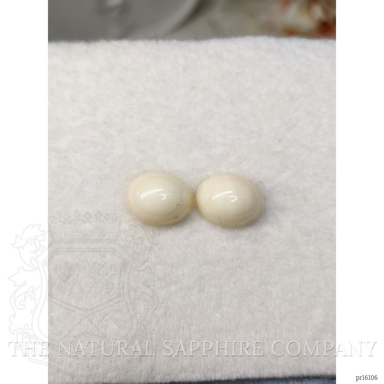 6.81 Ct.Tw. Salmon and White Cabochon Coral Pair from Italy