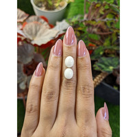 6.81 Ct.Tw.Total Carat Weight Salmon and White Cabochon Coral Pair from Italy Life Style