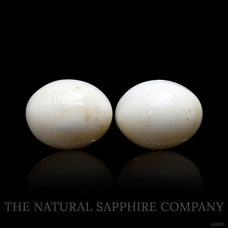 6.84 Ct.Tw. Salmon and White Cabochon Coral Pair from Italy