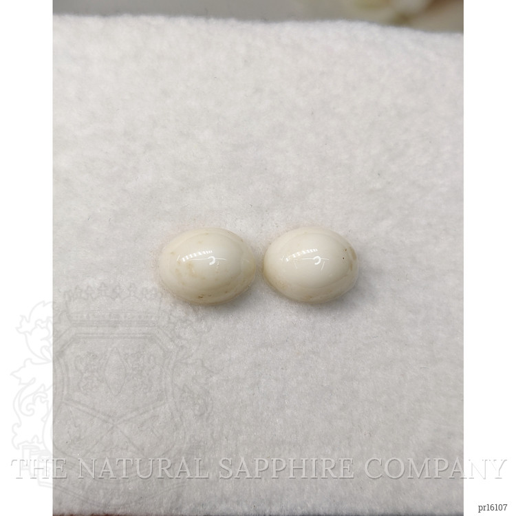 6.84 Ct.Tw. Salmon and White Cabochon Coral Pair from Italy