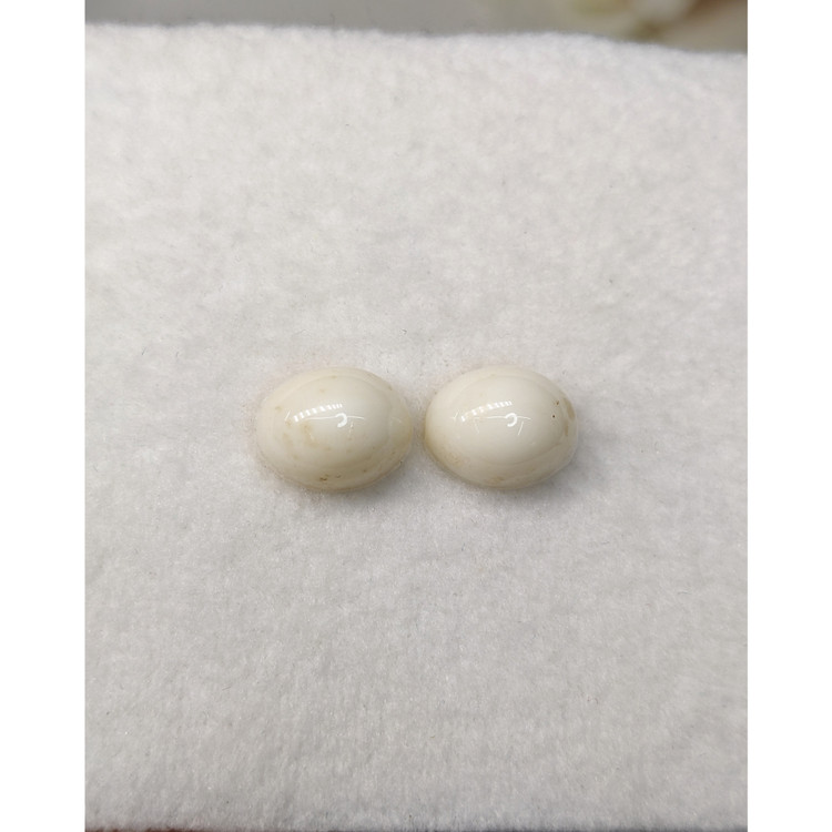 6.84 Ct.Tw. Salmon and White Cabochon Coral Pair from Italy