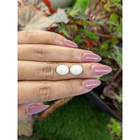 6.55 Ct.Tw.Total Carat Weight Salmon and White Cabochon Coral Pair from Italy Life Style