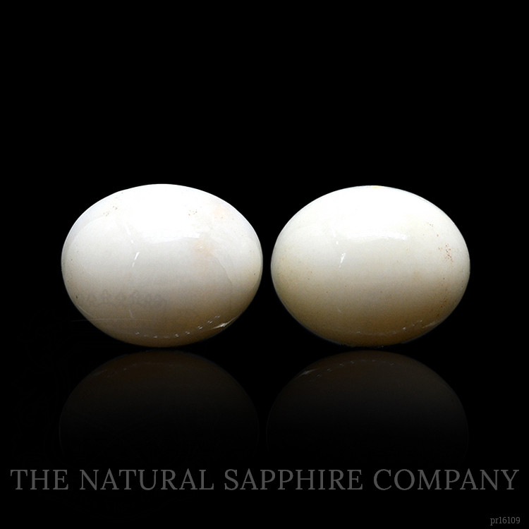 5.68 Ct.Tw. Salmon and White Cabochon Coral Pair from Italy
