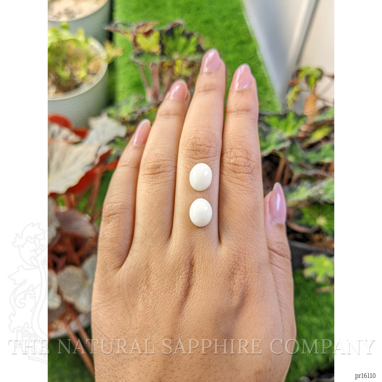 6.40 Ct.Tw. Salmon and White Cabochon Coral Pair from Italy