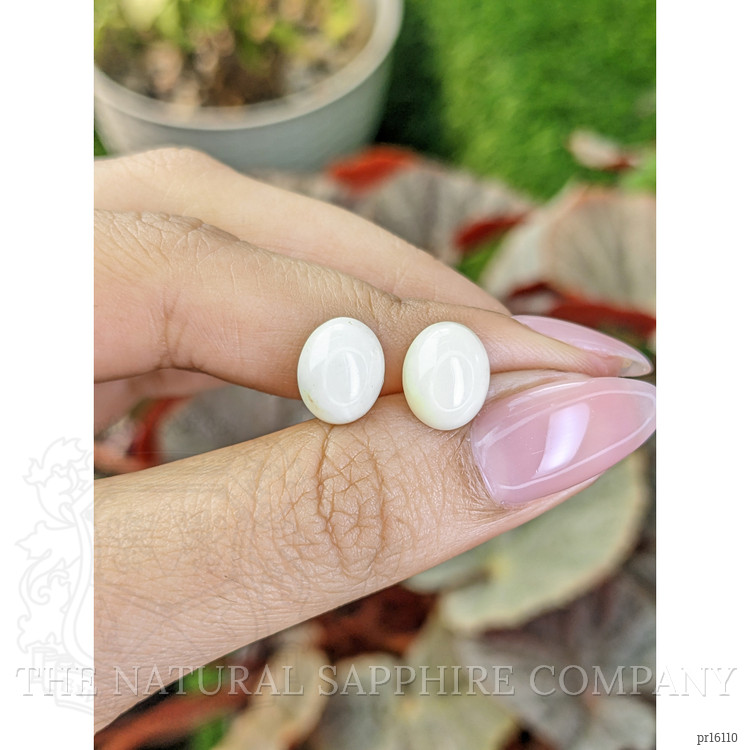 6.40 Ct.Tw. Salmon and White Cabochon Coral Pair from Italy