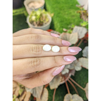 6.40 Ct.Tw.Total Carat Weight Salmon and White Cabochon Coral Pair from Italy Life Style