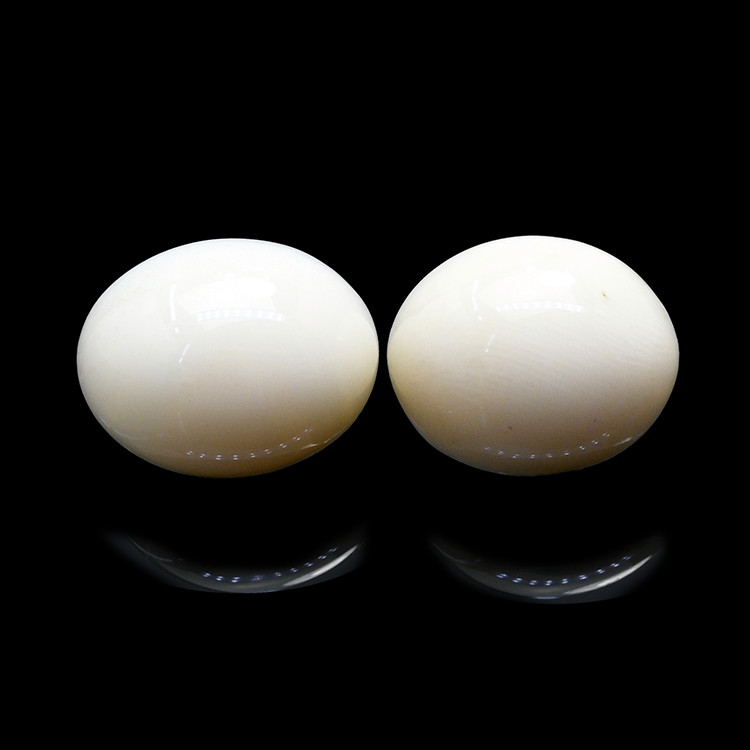 6.05 Ct.Tw. Salmon and White Cabochon Coral Pair from Italy