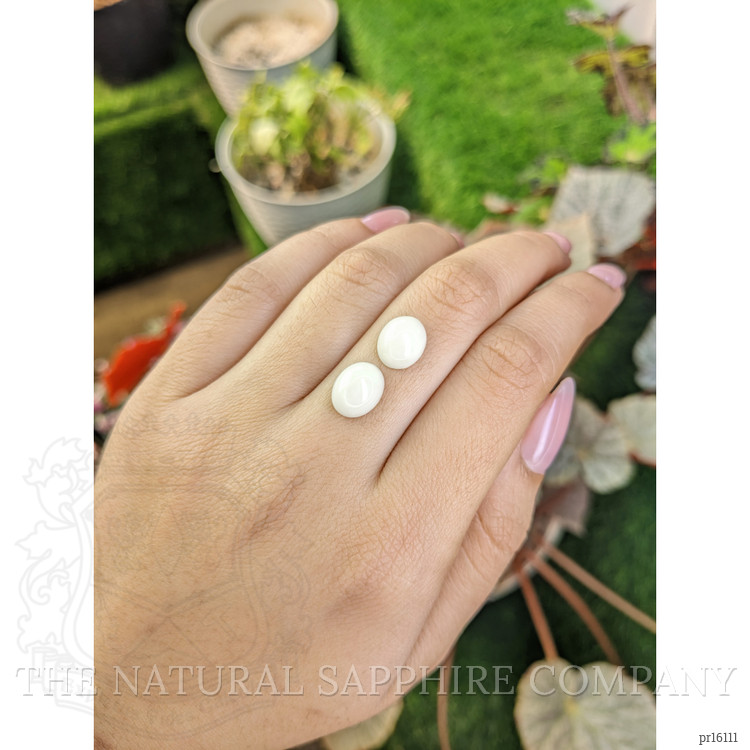 6.05 Ct.Tw. Salmon and White Cabochon Coral Pair from Italy