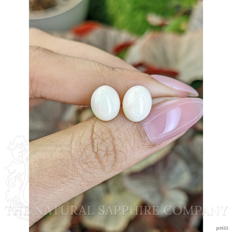 6.05 Ct.Tw. Salmon and White Cabochon Coral Pair from Italy