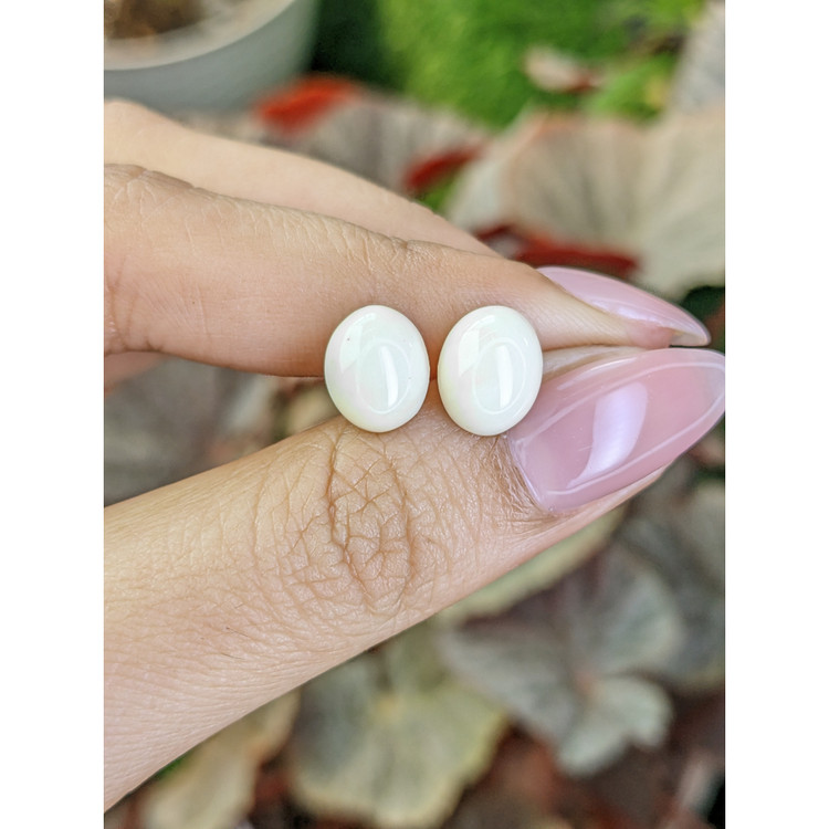 6.05 Ct.Tw. Salmon and White Cabochon Coral Pair from Italy
