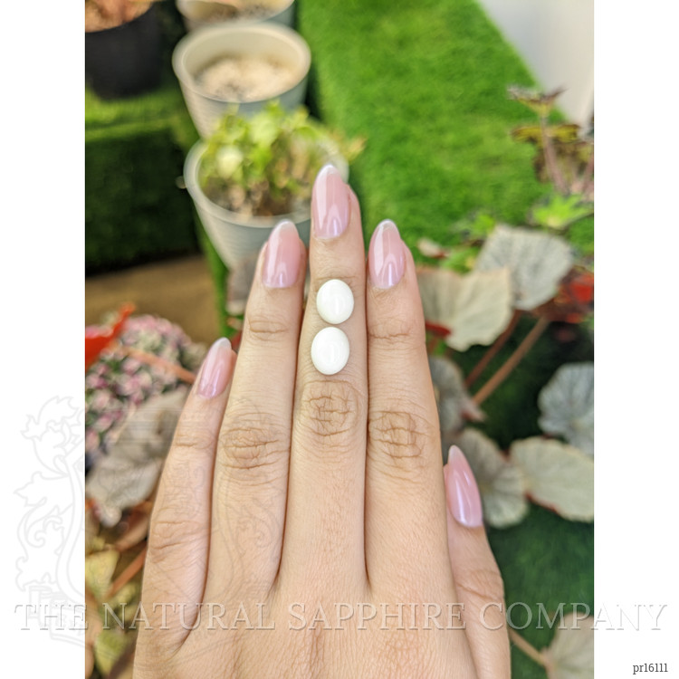6.05 Ct.Tw. Salmon and White Cabochon Coral Pair from Italy