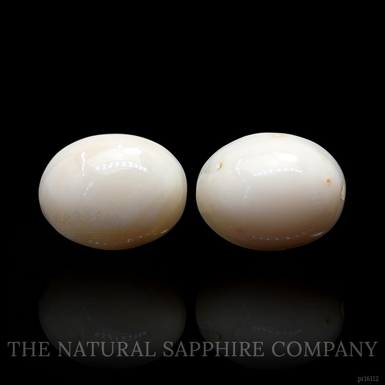6.30 Ct.Tw. Salmon and White Cabochon Coral Pair from Italy