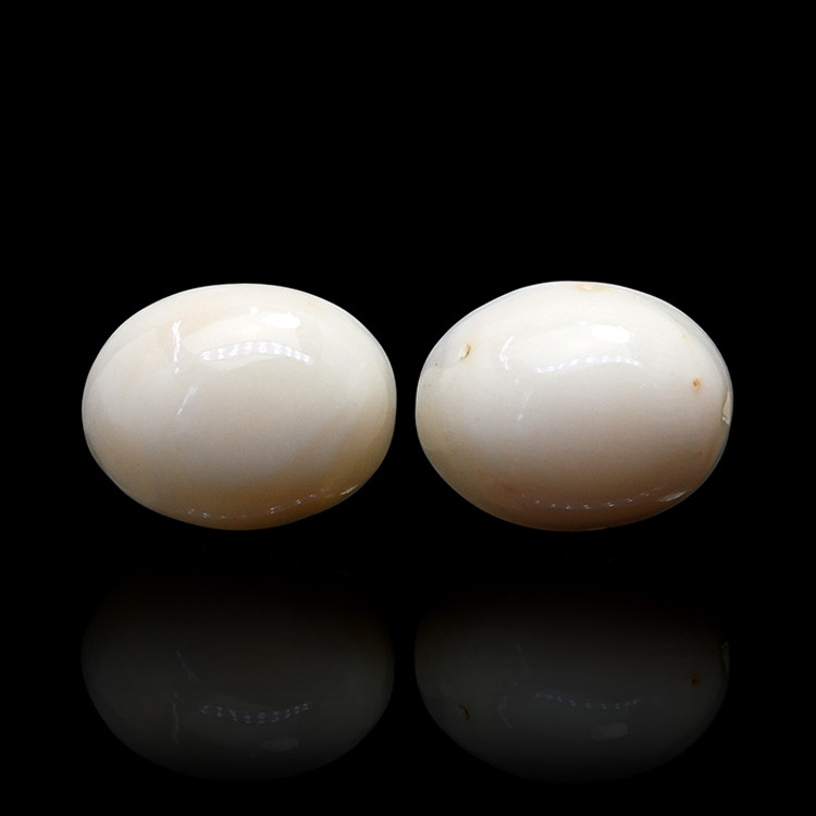 6.30 Ct.Tw. Salmon and White Cabochon Coral Pair from Italy