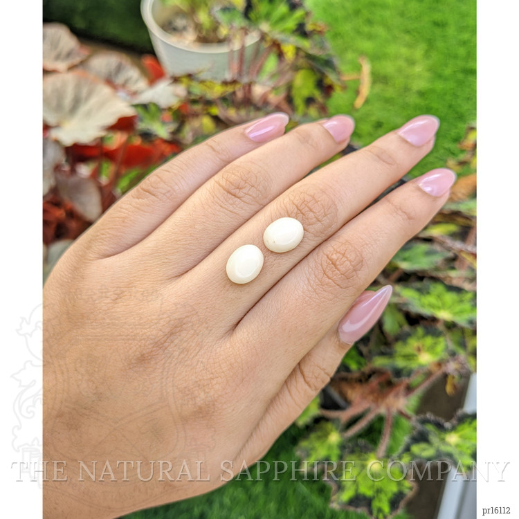 6.30 Ct.Tw. Salmon and White Cabochon Coral Pair from Italy