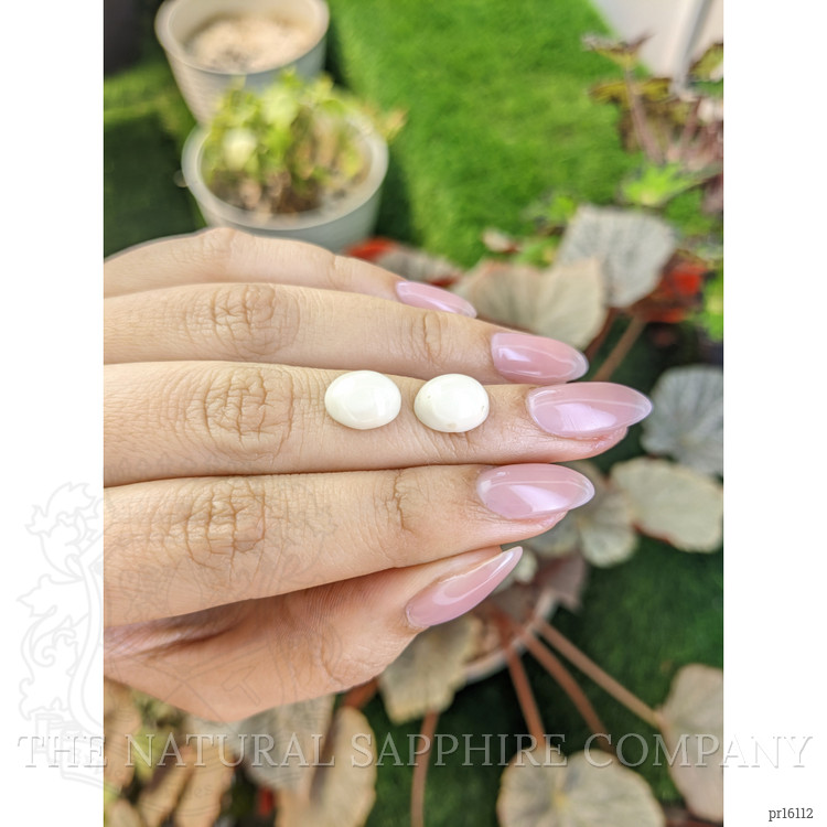 6.30 Ct.Tw. Salmon and White Cabochon Coral Pair from Italy