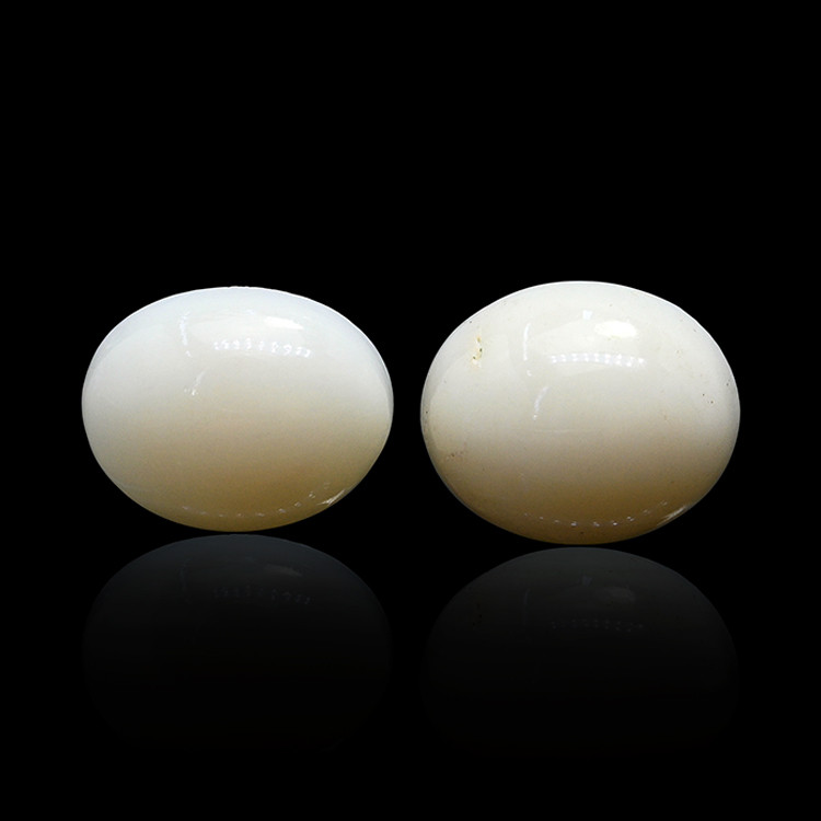5.56 Ct.Tw. Salmon and White Cabochon Coral Pair from Italy