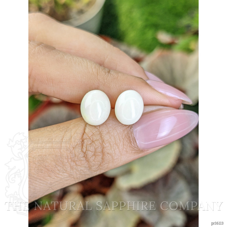 5.56 Ct.Tw. Salmon and White Cabochon Coral Pair from Italy
