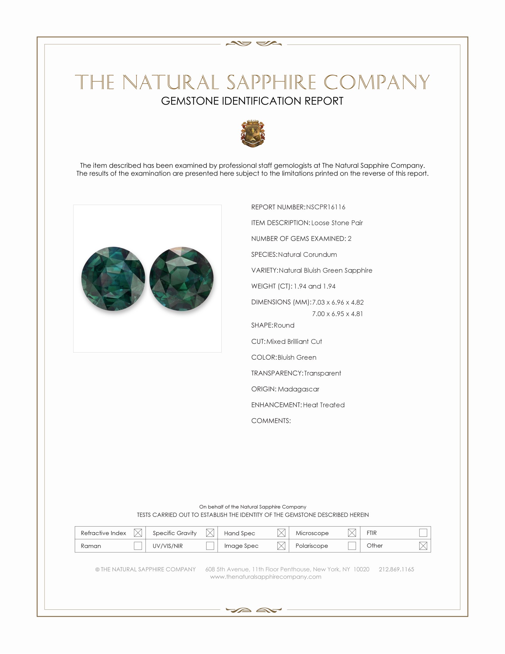 3.88 Ct.Tw. Bluish Green Sapphire Pair from Madagascar