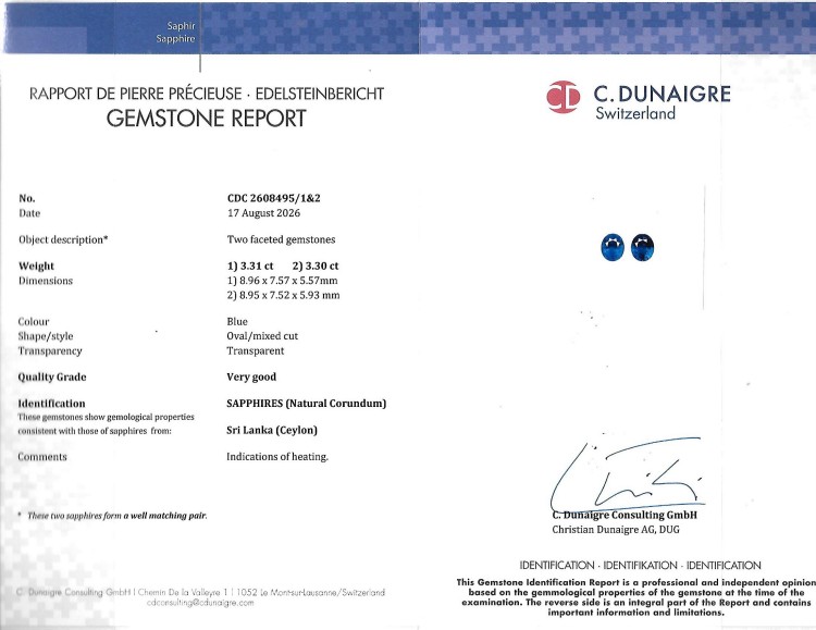 6.61 Ct.Tw. Blue Sapphire Pair from Ceylon (Sri Lanka)