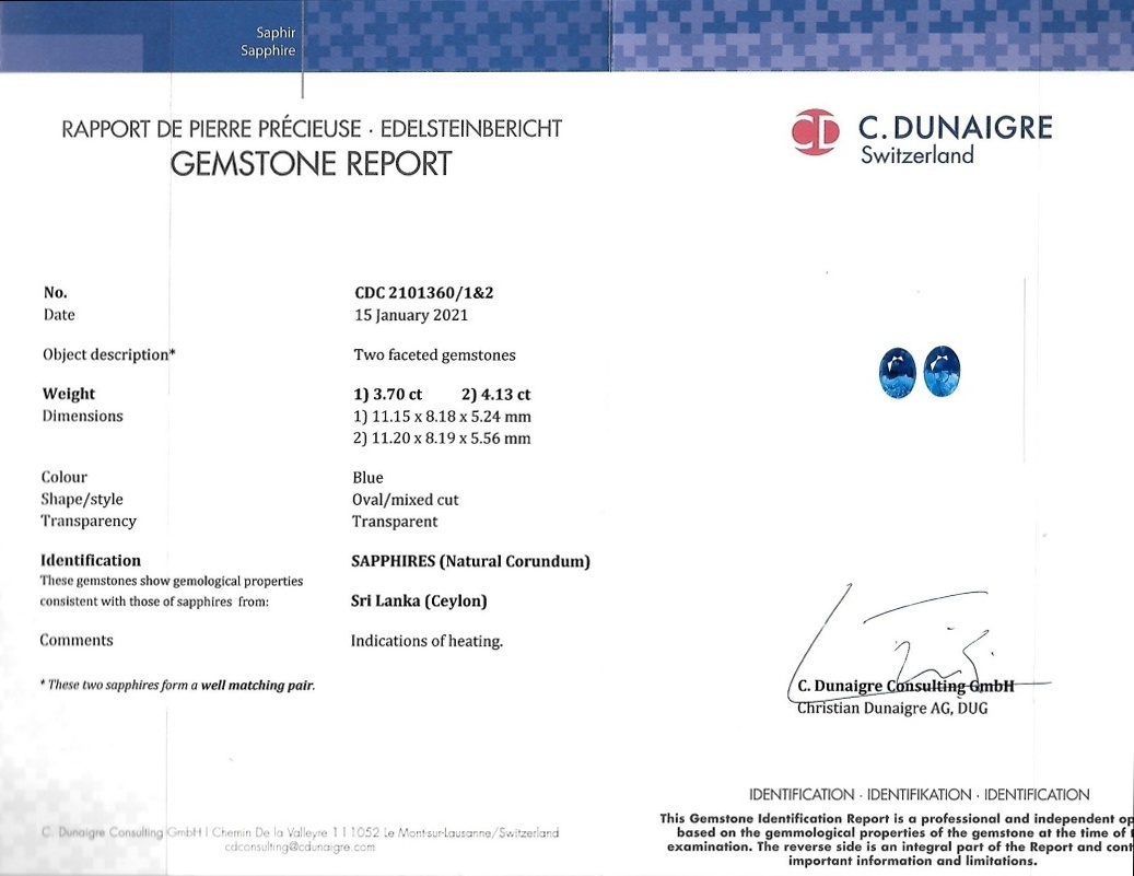 7.83 Ct.Tw. Blue Sapphire Pair from Ceylon (Sri Lanka)