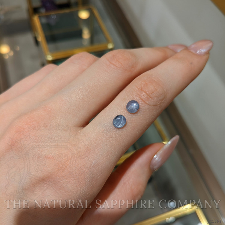 2.03 Ct.Tw. Greyish Blue Star Sapphire Pair from Ceylon (Sri Lanka)