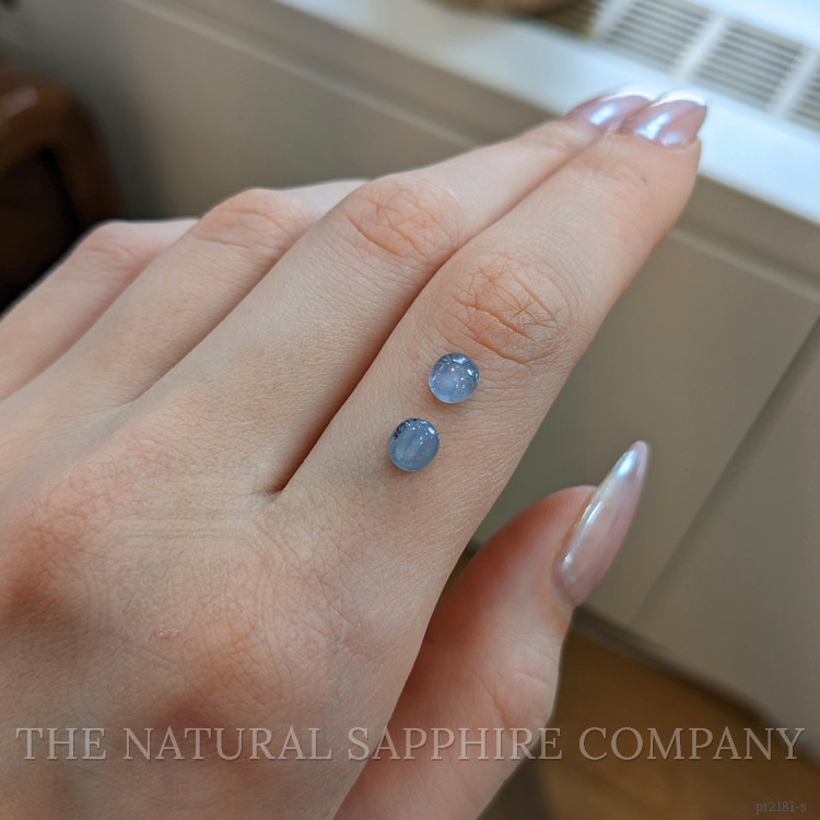 2.03 Ct.Tw. Greyish Blue Star Sapphire Pair from Ceylon (Sri Lanka)