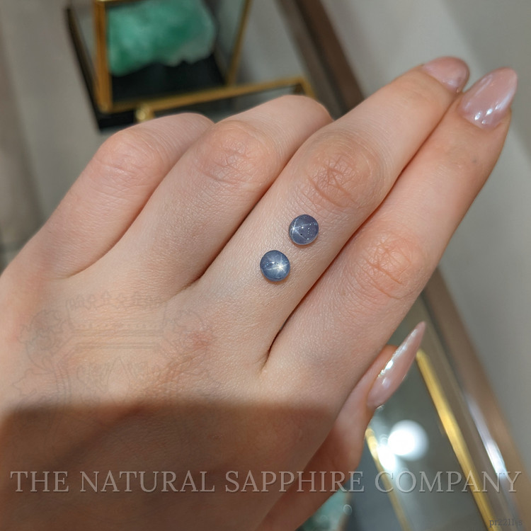 2.65 Ct.Tw. Greyish Blue Star Sapphire Pair from Ceylon (Sri Lanka)