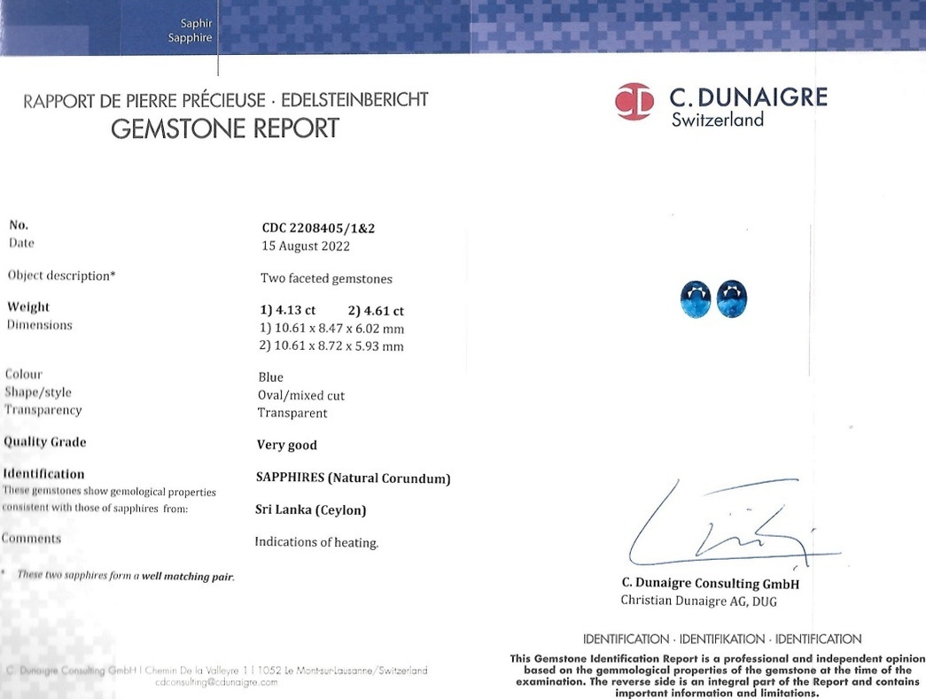 8.74 Ct.Tw. Blue Sapphire Pair from Ceylon (Sri Lanka)