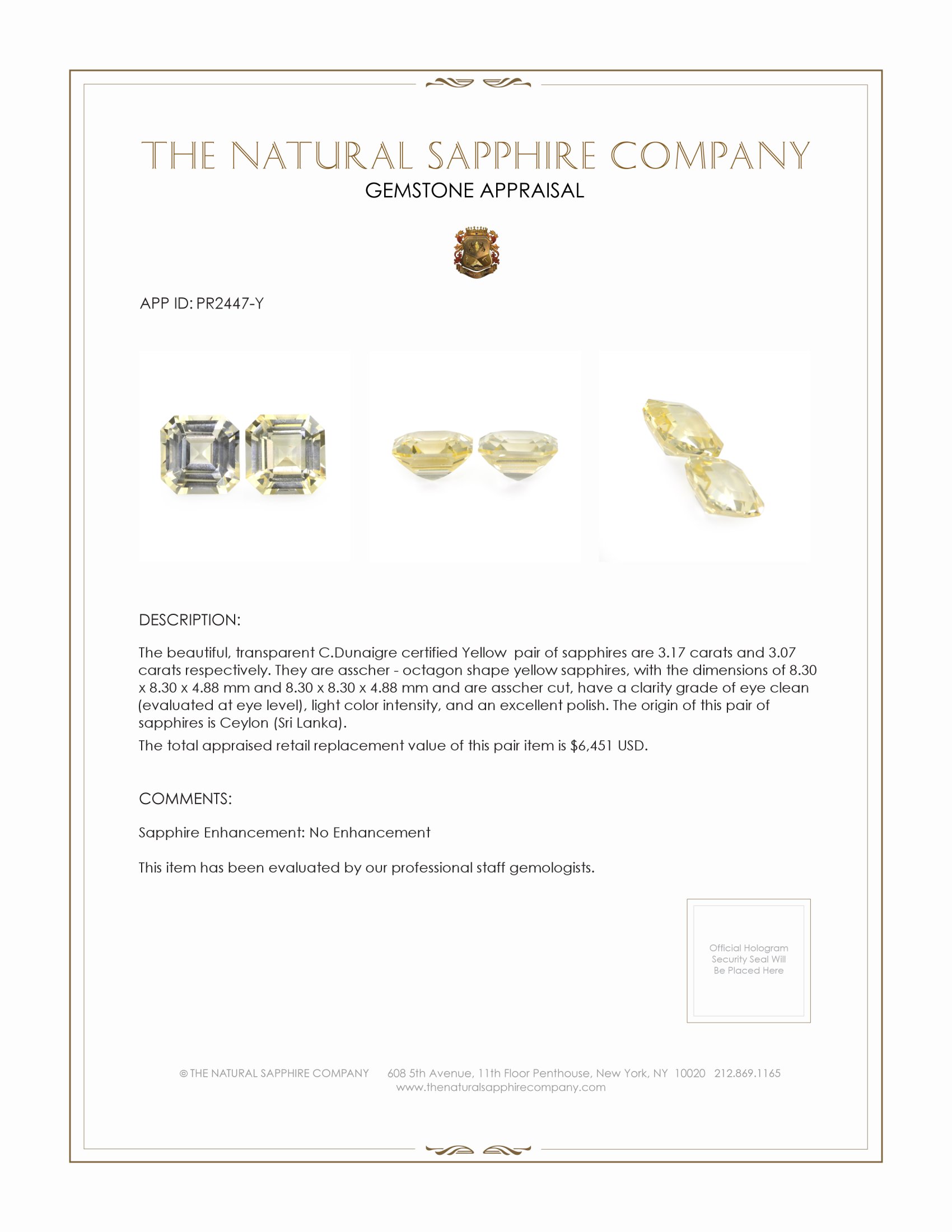 6.24 Ct.Tw. Yellow Sapphire Pair from Ceylon (Sri Lanka)