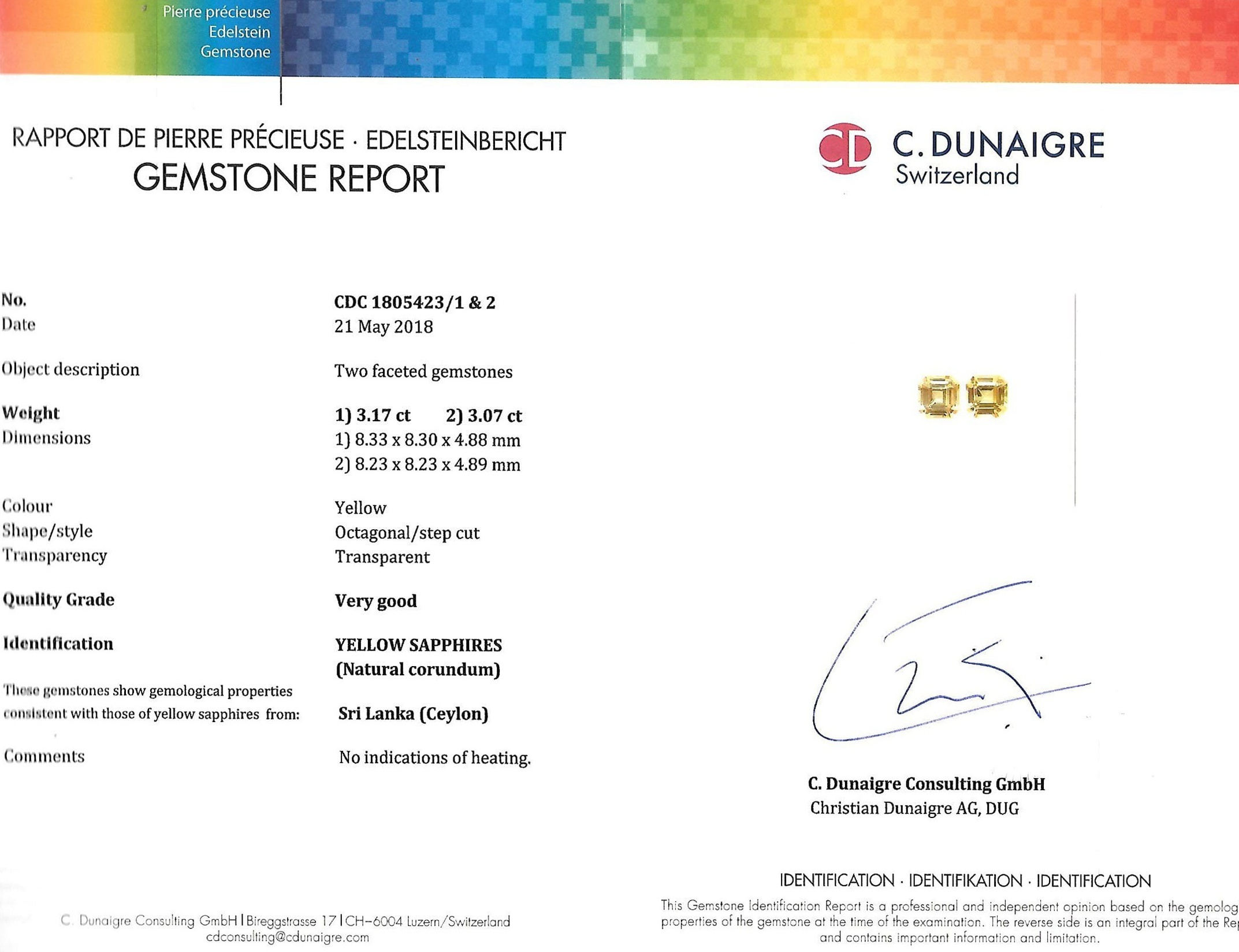6.24 Ct.Tw. Yellow Sapphire Pair from Ceylon (Sri Lanka)