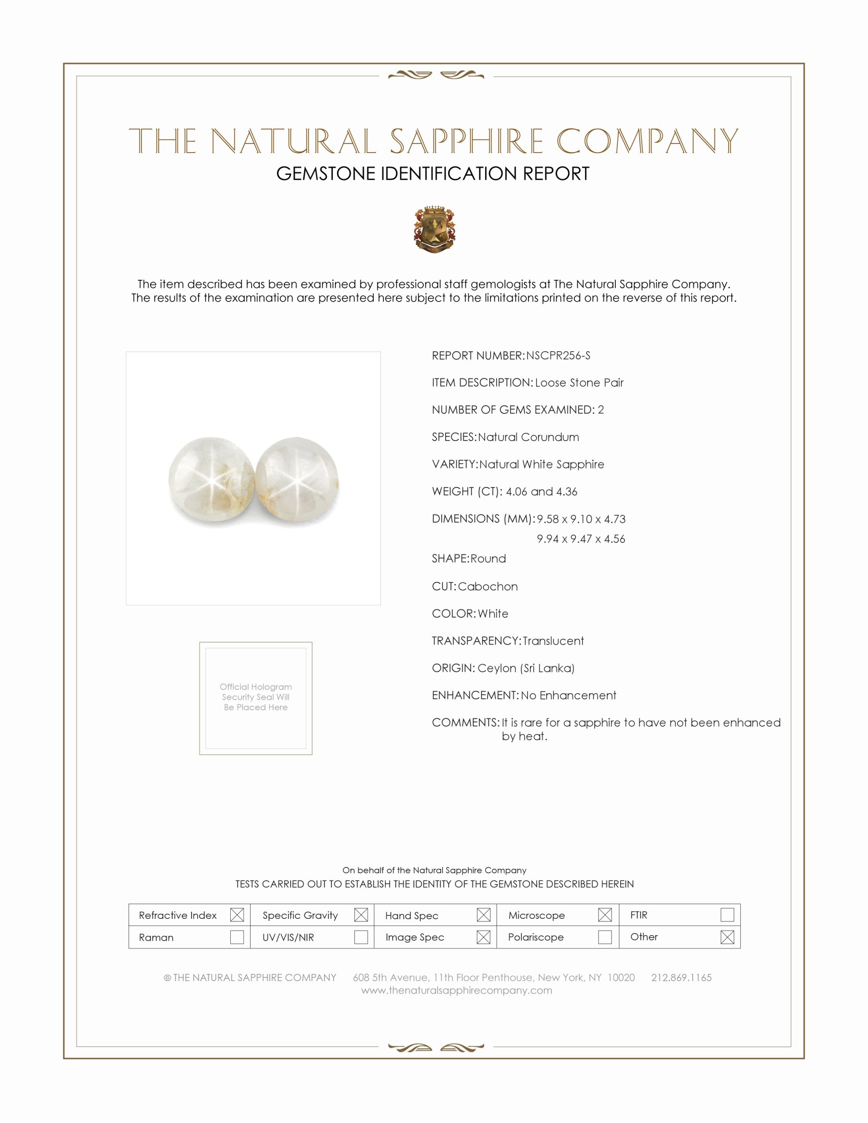 8.42 Ct.Tw. White Star Sapphire Pair from Ceylon (Sri Lanka)