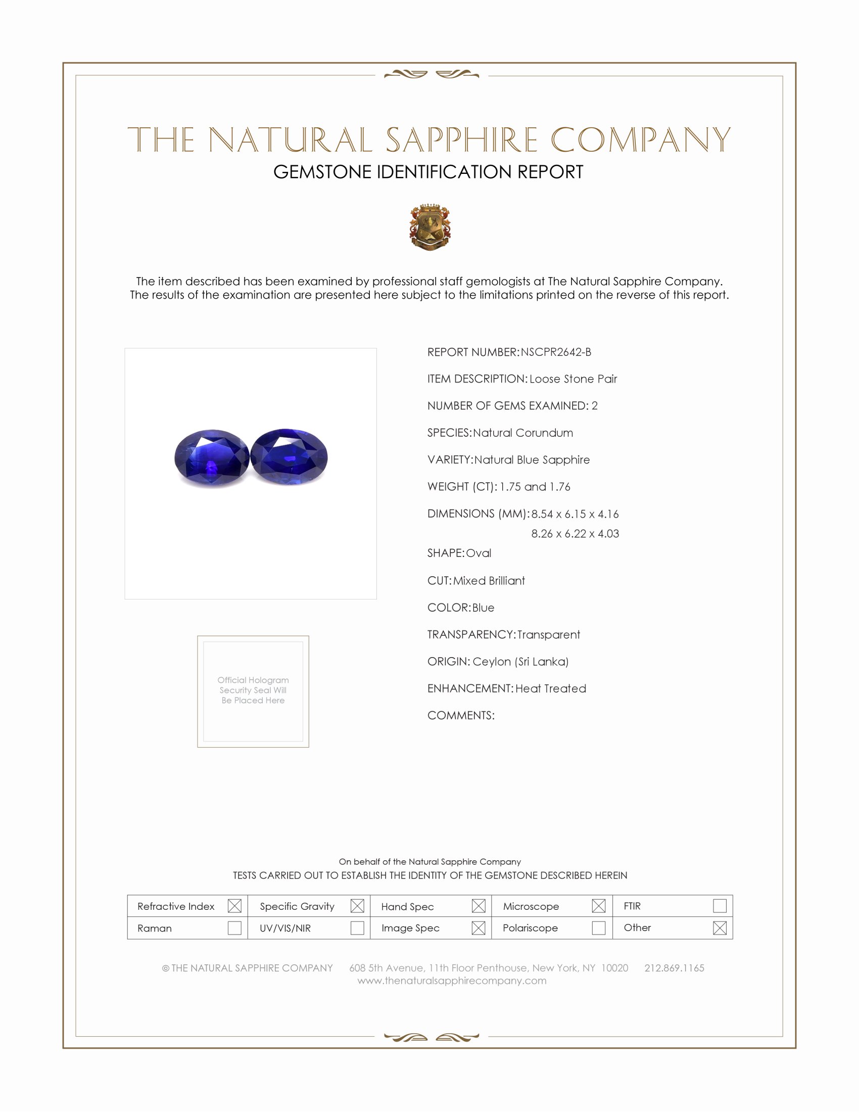 3.51 Ct.Tw. Blue Sapphire Pair from Ceylon (Sri Lanka)