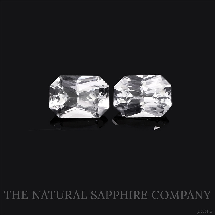 2.28 Ct.Tw. White Sapphire Pair from Ceylon (Sri Lanka)